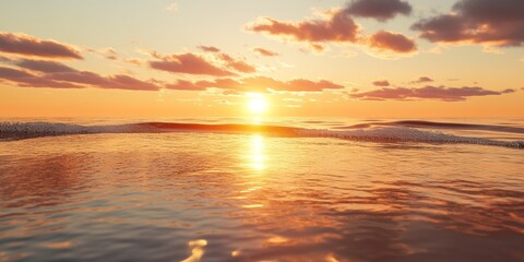 Obraz premium The sun creates a stunning reflection in shallow water by the sea, enhancing the beauty of the background with its radiant glow in the serene waters near the shore.