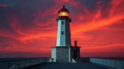 Sandy Hook Lighthouse Tower - Dramatic Coastal Scene