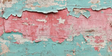 Close up of a high resolution surface showcasing weathered paint on a wall, highlighting the unique textures and color variations in the weathered paint for artistic inspiration.