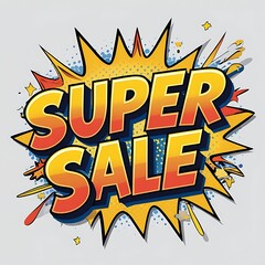 Fototapeta premium Super Sale Comic Style Announcement Graphic