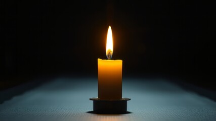 Single Candle in Darkness - AI Photo -  Burning Bright