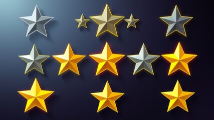 Obraz premium Star Rating Icons - Set of Bright, Sharp, Stellar Badges