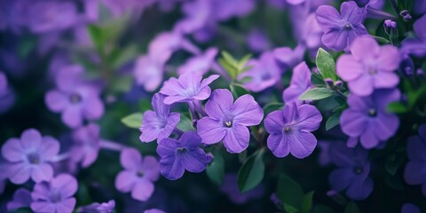 Vibrant bush filled with stunning violet flowers creates a beautiful background, showcasing the elegance and charm of violet flowers in a captivating natural setting.