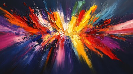 Obraz premium Chaotic paint strokes layered into expressive abstract textures. Generative AI