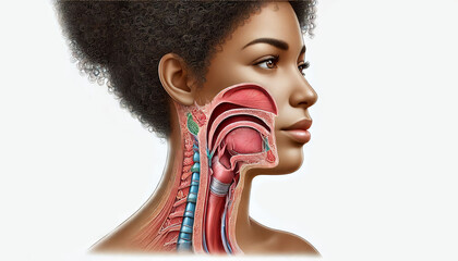 A diagram of the human throat focusing on the epiglottis and its function during swallowing for medical reference and academic learning.