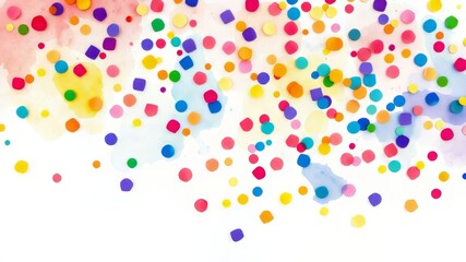 Watercolor Confetti, Rainbow Dots, Celebration Card, Bright Colors, High Resolution
