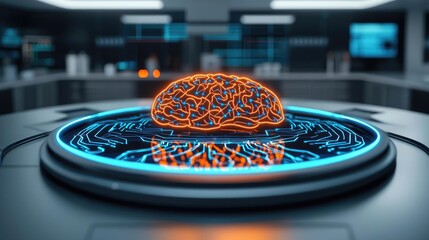 Obraz premium Anxiety disorders disease concept. Futuristic brain design showcasing digital connectivity and advanced technology.