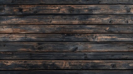 Fototapeta premium Dark grunge wooden texture with a weathered appearance, showcasing the beautiful nuances of brown wood texture. Explore the depth and character of this captivating wooden texture.