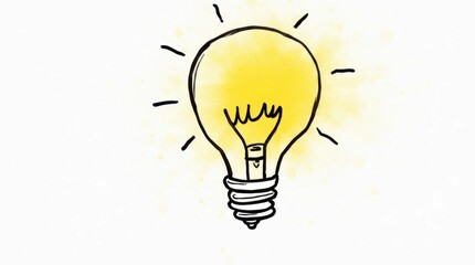 Whimsical Light Bulb Editorial Illustration with Squiggly Lines