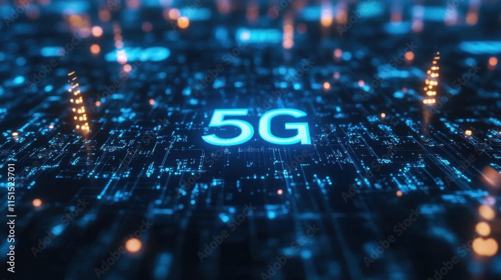 Poster abstract digital background with 5g technology and data streams