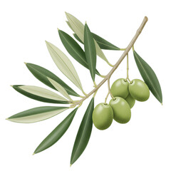 A delicate olive branch with green olives and slender leaves, symbolizing natural beauty.