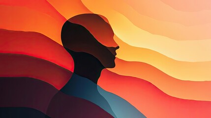 Anxiety disorders disease concept. Abstract representation of contemplation with vibrant wavy colors.