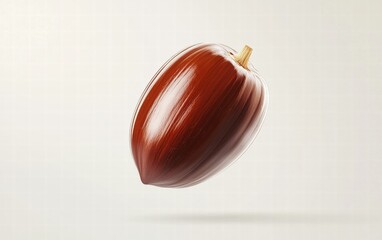 Obraz premium A vibrant chestnut floating mid-air with its glossy brown surface reflecting soft light, on a white background