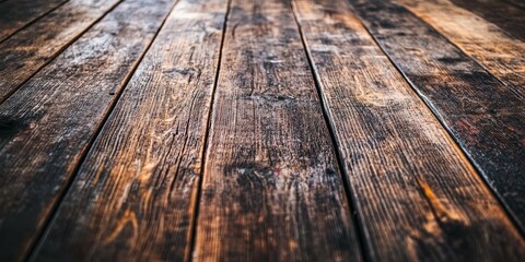 Obraz premium Wooden table showcasing unique texture, perfect for background designs. This wooden table s texture and vintage style create an ideal pattern for artistic inspiration and creative projects.