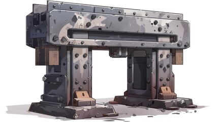 Intricate and Complex Industrial Machinery Mechanism Composed of Metallic Structures Showcasing the Precision and Power of Engineering and Manufacturing Processes