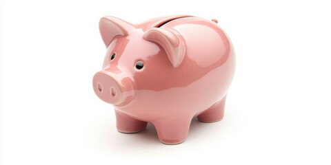 Obraz premium Savings in a piggy bank showcased against a white background, emphasizing the importance of savings and financial management through this piggy bank representation of saving habits.