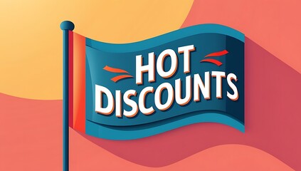 Naklejka premium Waving Flag Announces Hot Discounts Sale