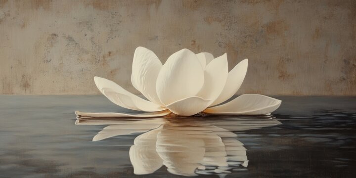 A fragile petal situated in a peaceful environment captures a sense of tranquility and beauty. This delicate petal embodies calmness in its serene surroundings.