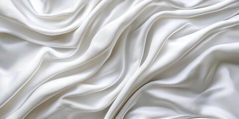 Fototapeta premium Wrinkled white cloth background featuring an abstract design creates a unique texture. This abstract white cloth background showcases the beauty of fabric with intricate wrinkles and smoothness.