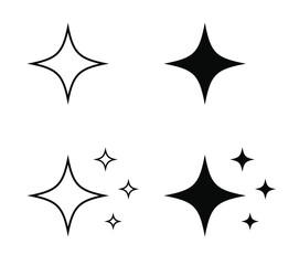 sparkle star icon stroke and fill.