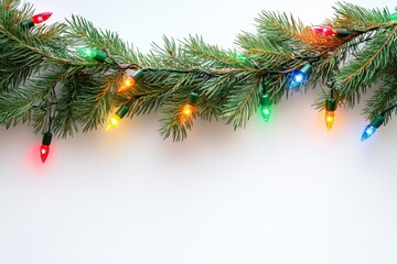 christmas lights on a pine branch