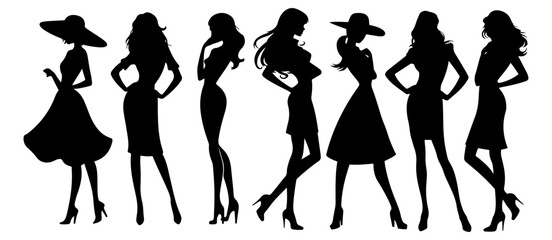 Female silhouettes standing in various poses.