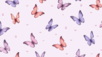 Watercolor-Style Pastel Butterfly Seamless Pattern