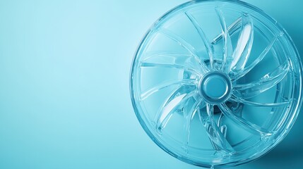 Transparent fan on blue background.
