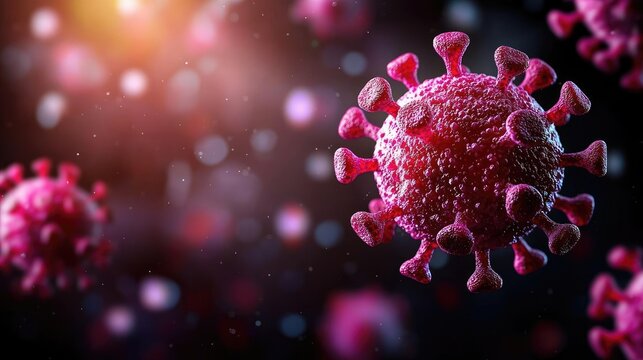 Hiv Aids disease idea. Microscopic view of virus particles, depicting the structure and details of pathogens.