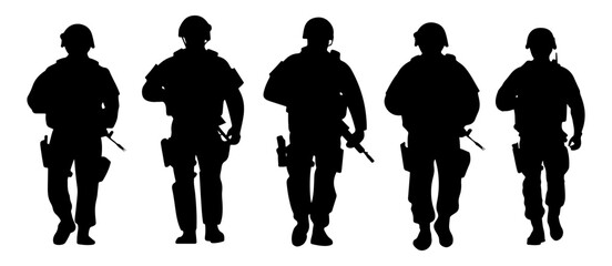 Black silhouette of  military man.
