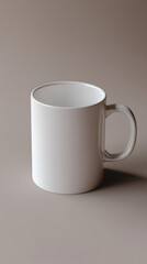 Obraz premium Empty White Mug on Taupe Brown Background
