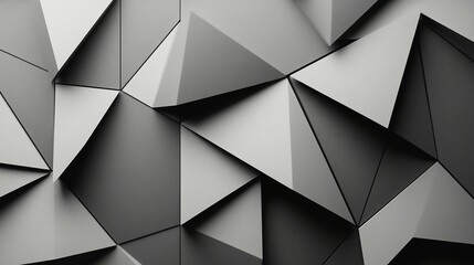 Obraz premium A background of overlapping triangles in varying shades of gray, creating depth.