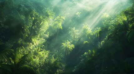 Fototapeta premium Sunlight Through the Lush Tropical Jungle