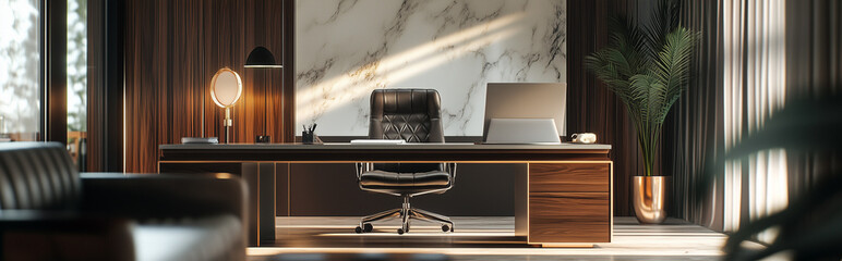 Naklejka premium Stylish Office with a Luxurious Atmosphere - Perfect Blend of Elegance and Functionality