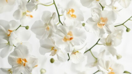 Obraz premium white orchids in bloom on a white background