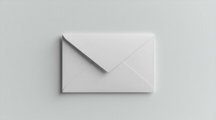 A simple white envelope is displayed against a smooth gray background, showcasing a clean and minimalistic design ideal for various uses.