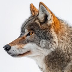 Obraz premium close up of a gray wolf against a white background