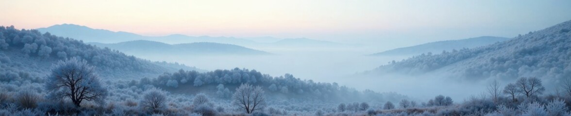 Fototapeta premium Metallic silver landscape with misty foggy terrain, landscapes, misty, serene