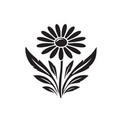  daisy flower silhouette vector line art logo