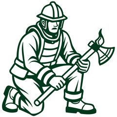 Fireman line a  vector illustration 