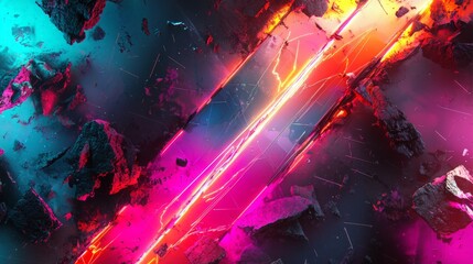 Vibrant Neon Abstract Art with Dynamic Colors