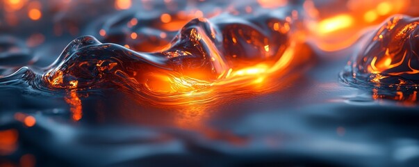 Fluid abstract designs with glowing, reflective surfaces. Generative AI