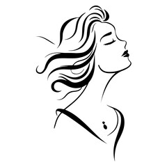 Black and white line art of women.