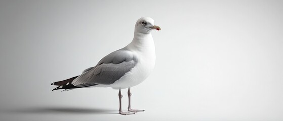 Obraz premium a seagull stands against a white background