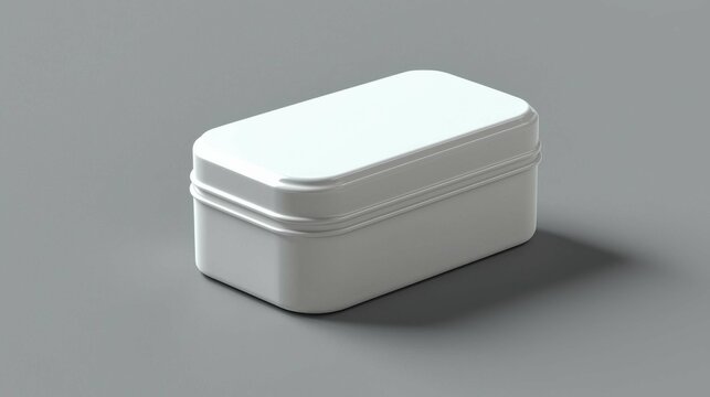 A clean and simple white rectangular box mockup on a gray surface, highlighting its design and material. Perfect for packaging display.