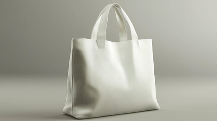 A minimalist white tote bag with subtle texture displayed against a neutral background. Ideal for everyday use or promotional purposes.
