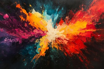 Bold explosive colors creating dynamic abstract bursts. Generative AI