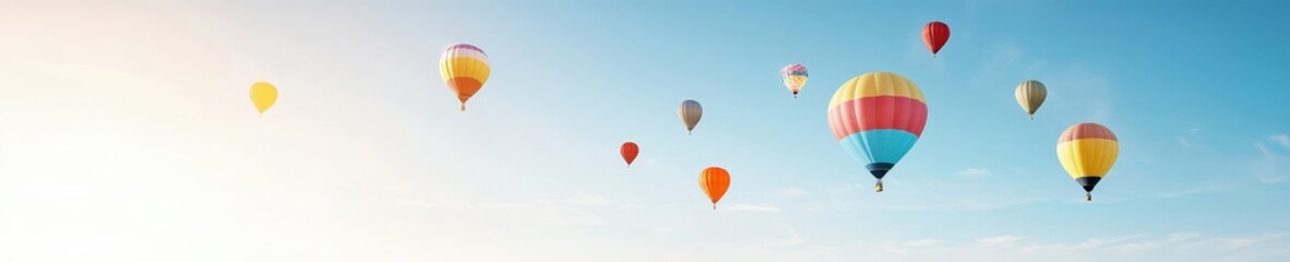 Naklejka premium Colorful Hot Air Balloons in a Clear Sky