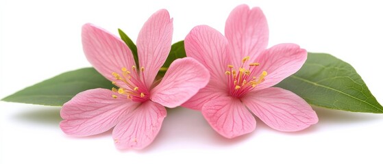 close up of two pink flowers