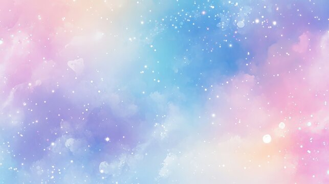 Pastel galaxy patterned background illustration with soft hues, celestial elements, nebulae, stars, and dreamy space design for digital projects, graphic design, website backgrounds, social media - Powered by Adobe